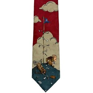 Golf Men's Necktie Gary Patterson Funny Cartoon Balancine Hot Cakes Los Angeles